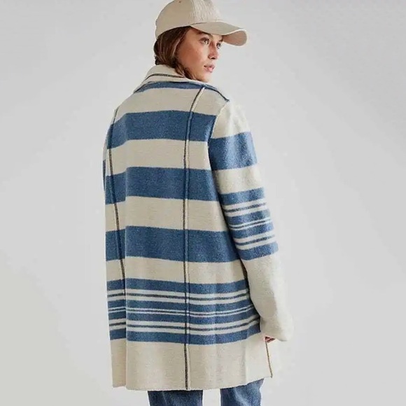 NEW Free People We the Free Acadia Striped 100% Wool Cardi Sweater - Picture 3 of 7